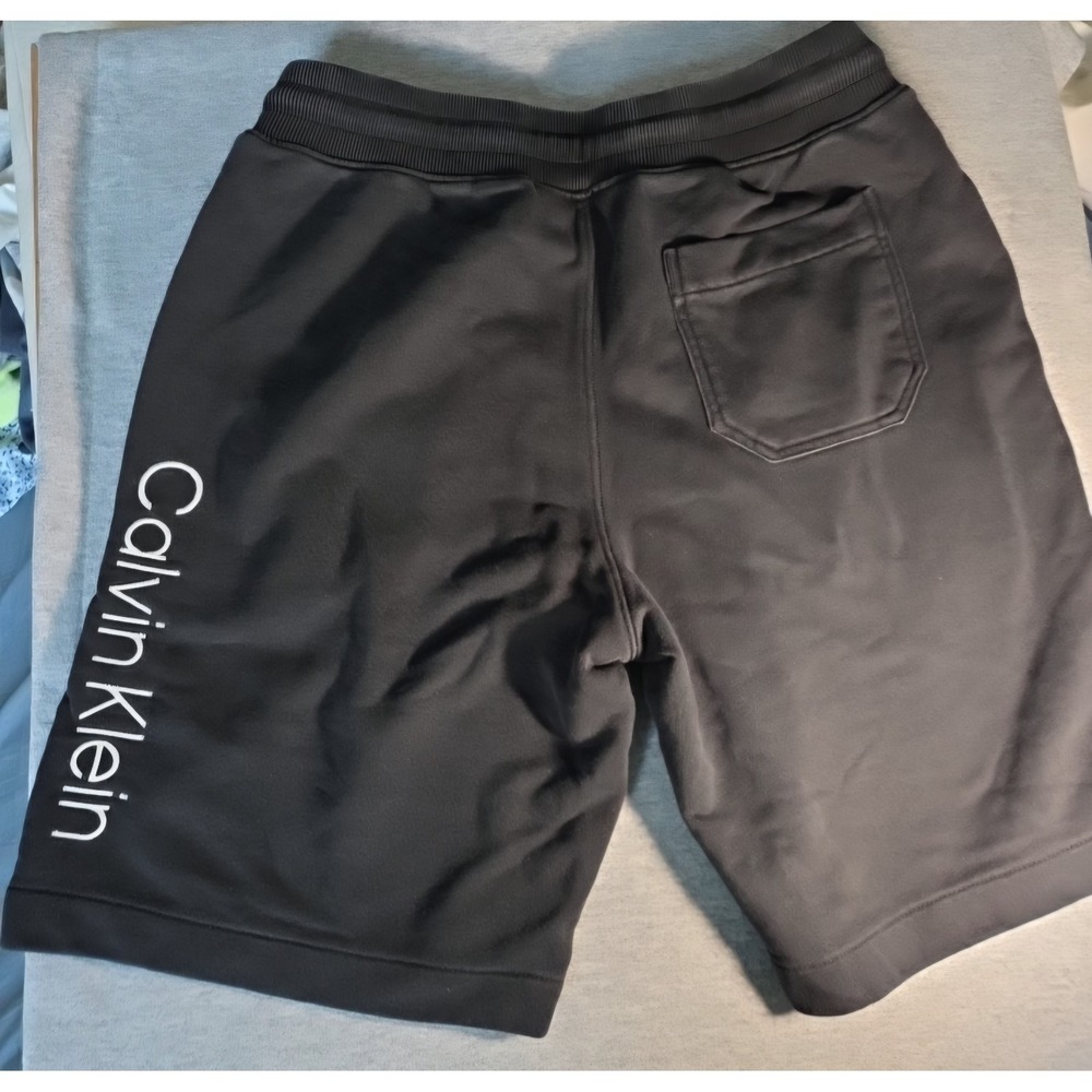 Calvin Klein Mens Black Fleece Sweat Shorts Logo Graphic Drawstring Small - Picture 5 of 5